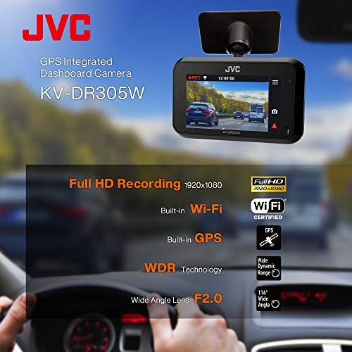 JVC KV-DR305W 1920x1080p Full HD Recorder GPS Dash Cam for Car, 2.7 JVC KV-DR305W 1920x1080p Full HD Recorder GPS Dash Cam for Car, 2.7
